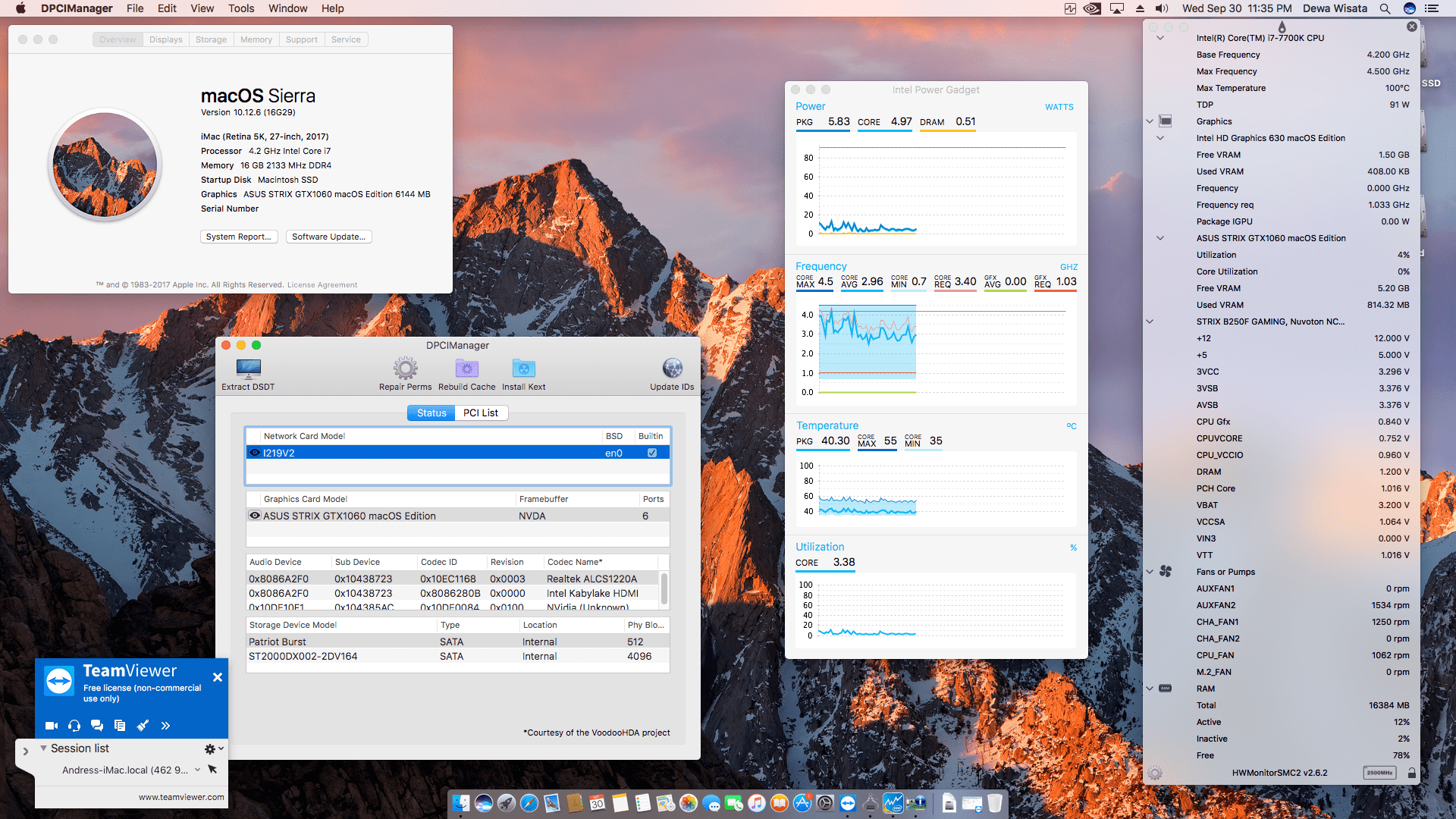 Success Hackintosh macOS Sierra 10.12.6 Build 16G29 in Asus ROG Strix B250F Gaming + Intel Core i7 7700K + Asus STRIX GTX 1060